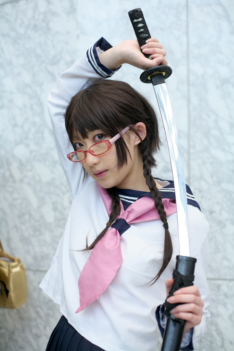 kurosaki shihomu, yadoumaru lisa, bleach, highres, photo (medium), alternate hairstyle, cosplay, glasses, yadoumaru lisa (cosplay)