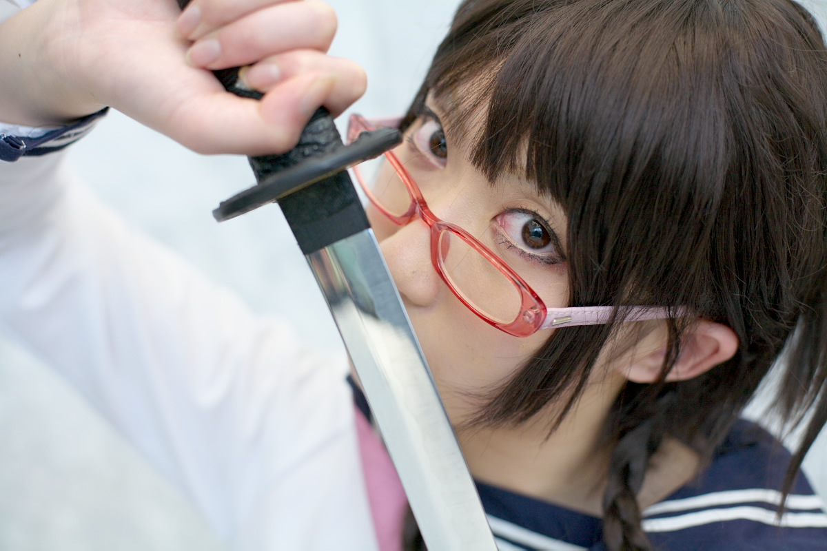 kurosaki shihomu, yadoumaru lisa, bleach, photo (medium), alternate hairstyle, cosplay, glasses, yadoumaru lisa (cosplay)