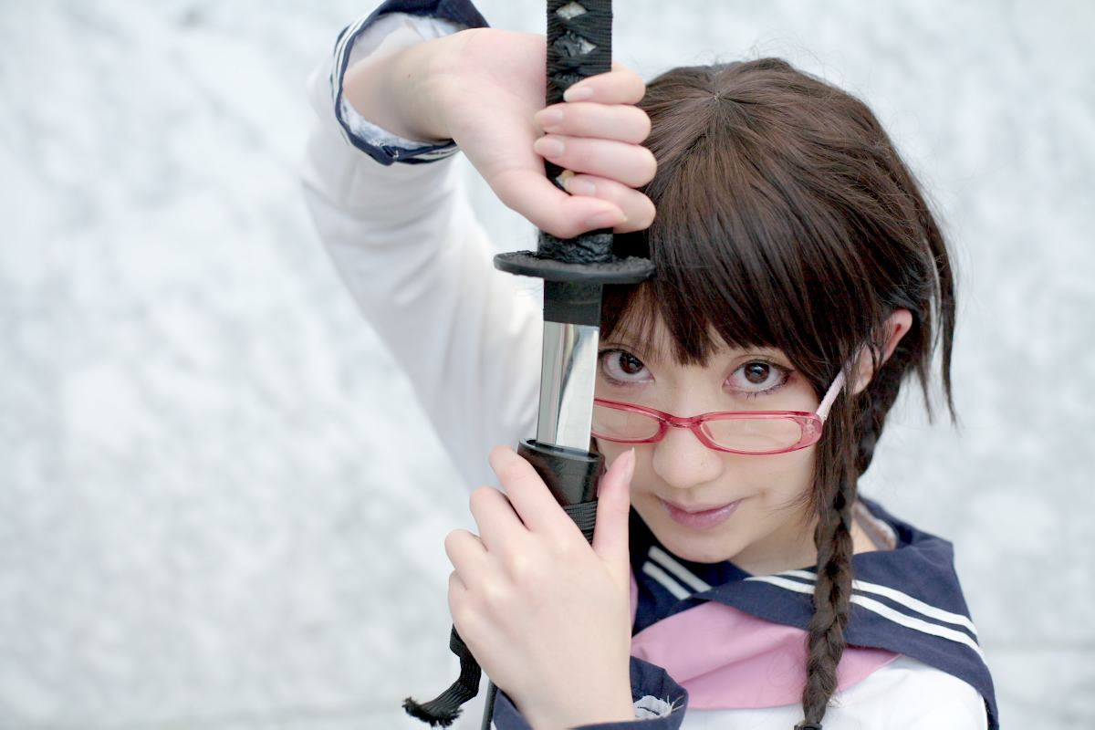 kurosaki shihomu, yadoumaru lisa, bleach, photo (medium), alternate hairstyle, cosplay, glasses, yadoumaru lisa (cosplay)