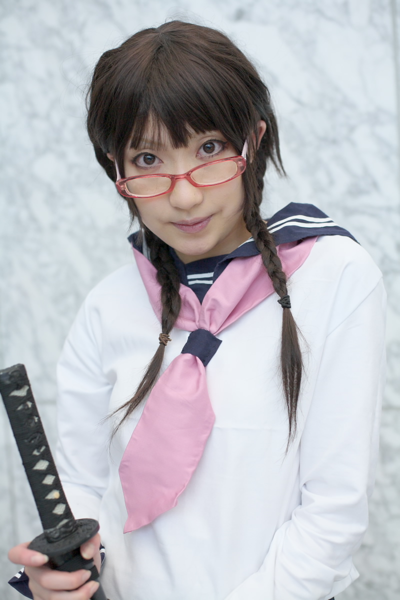 kurosaki shihomu, yadoumaru lisa, bleach, highres, photo (medium), alternate hairstyle, cosplay, glasses, yadoumaru lisa (cosplay)