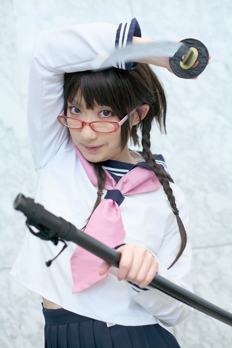 kurosaki shihomu, yadoumaru lisa, bleach, highres, photo (medium), alternate hairstyle, cosplay, glasses, yadoumaru lisa (cosplay)