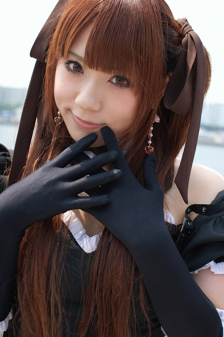 souryuu asuka langley, neon genesis evangelion, photo (medium), bustier, close-up, cosplay, elbow gloves, frills, gloves, hair ribbon, hatsuki hisame, lingerie, ribbon, twintails, underwear