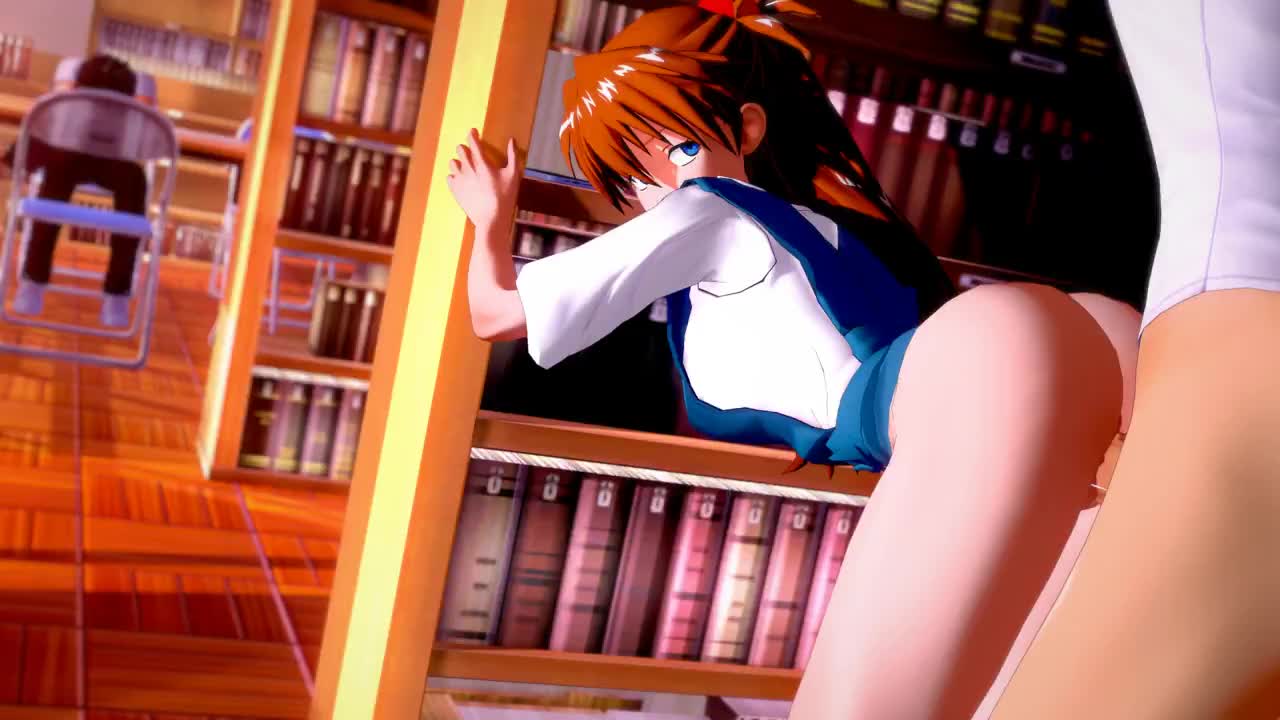draktar, souryuu asuka langley, neon genesis evangelion, animated, koikatsu (medium), tagme, video, 1boy, 1girl, 3d, all fours, ass, ass focus, ass shake, blue eyes, blush, bouncing ass, breasts, brown hair, butt crack, clothed female nude male, cum, cum in pussy, doggystyle, erection, hair ornament, hetero, huge ass, indoors, library, long hair, moaning, nipples, nude, open mouth, penis, presenting, pumping, pussy, school uniform, sex, sex from behind, shirt, simple background, spread legs, straddling, thick thighs, thighs, toilet, toilet stall, tokyo-3 middle school uniform, two side up, vaginal