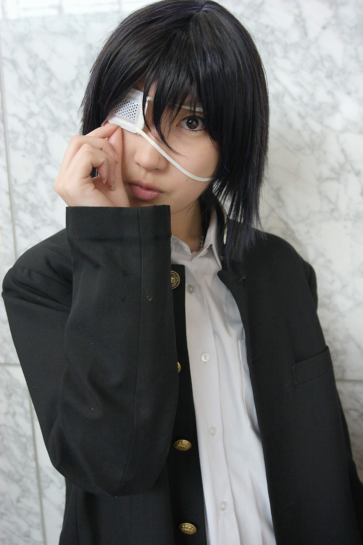 kurosaki shihomu, wanijima akito, air gear, photo (medium), cosplay, eyepatch, school uniform, serafuku
