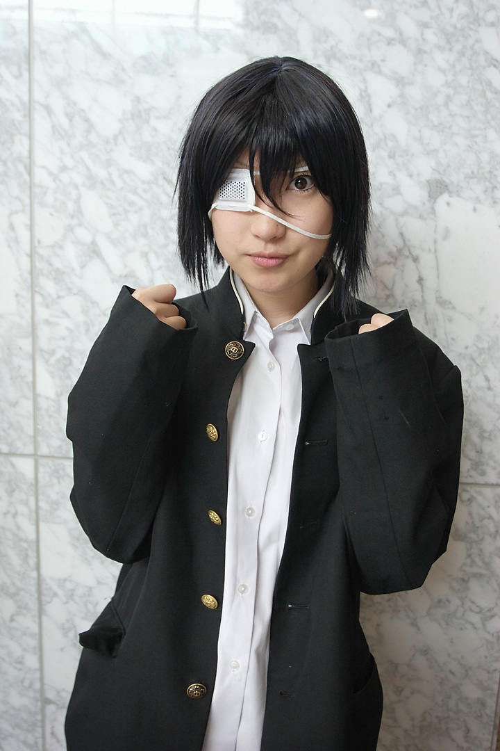 kurosaki shihomu, wanijima akito, air gear, photo (medium), cosplay, eyepatch, school uniform, serafuku