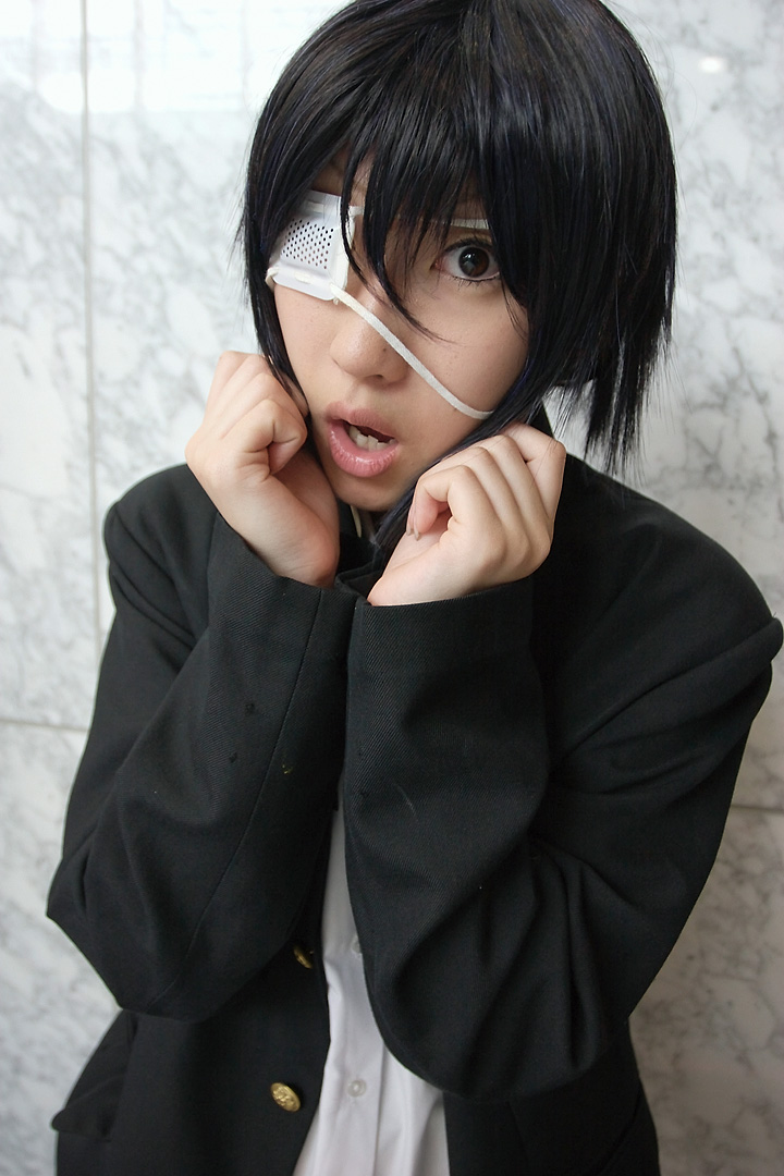 kurosaki shihomu, wanijima akito, air gear, photo (medium), cosplay, eyepatch, school uniform, serafuku, shokku