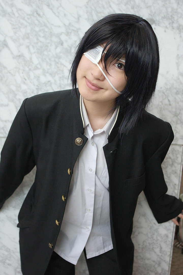 kurosaki shihomu, wanijima akito, air gear, photo (medium), cosplay, eyepatch, school uniform, serafuku