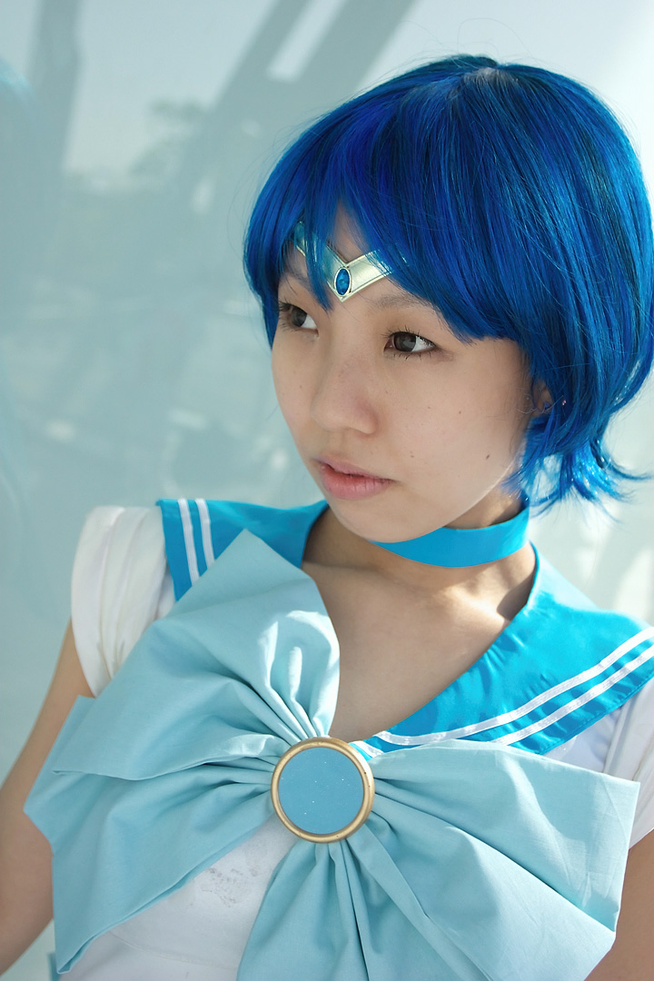 mizuno ami, sailor mercury, bishoujo senshi sailor moon, photo (medium), asian, blue hair, cosplay, sailor, short hair