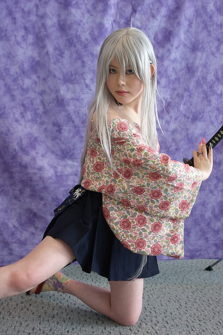 takizawa kazuya, natsume maya, tenjou tenge, silver hair, photo (medium), cosplay, sword, weapon