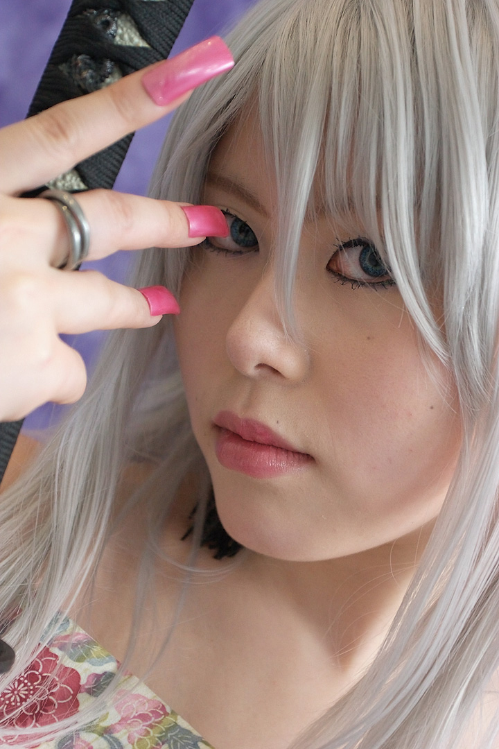 takizawa kazuya, natsume maya, tenjou tenge, silver hair, photo (medium), cosplay, sword, weapon