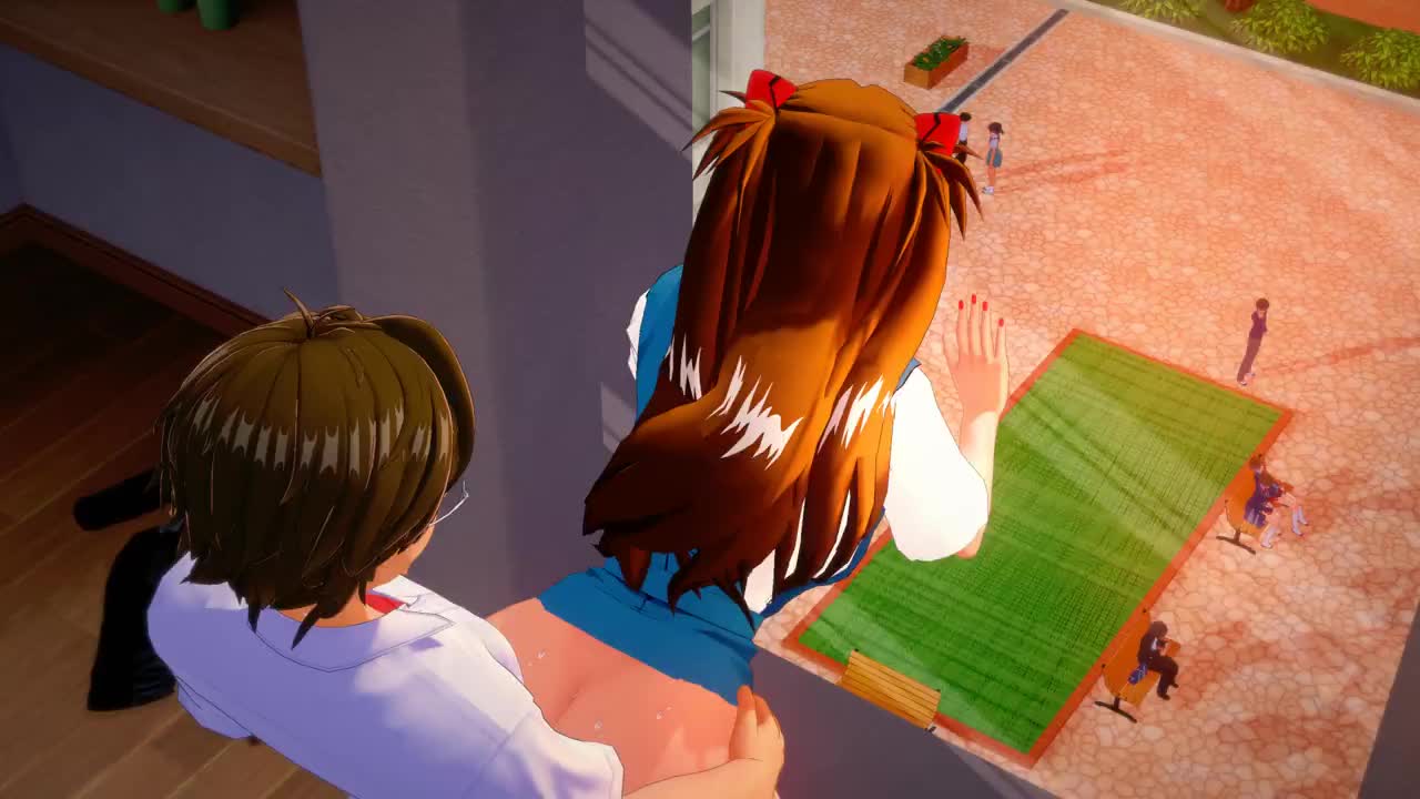 draktar, aida kensuke, horaki hikari, ikari shinji, souryuu asuka langley, neon genesis evangelion, animated, koikatsu (medium), tagme, video, 1boy, 1girl, 2boys, 2girls, 3d, all fours, ass, ass focus, ass shake, blue eyes, blush, bouncing ass, breasts, brown hair, butt crack, clothed female nude male, cum, cum in pussy, doggystyle, erection, from above, hair ornament, hetero, huge ass, indoors, long hair, looking at another, moaning, multiple boys, multiple girls, nipples, nude, open mouth, penis, presenting, pumping, pussy, school, school uniform, sex, sex from behind, shirt, simple background, spread legs, straddling, thick thighs, thighs, toilet, toilet stall, tokyo-3 middle school uniform, two side up, vaginal, window