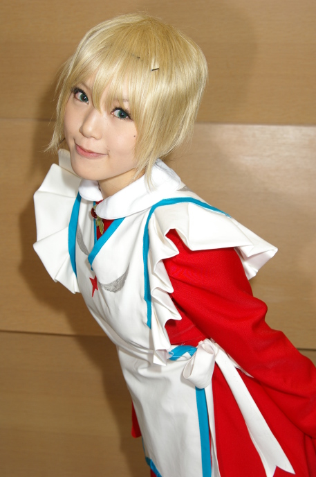 kipi-san, erstin ho, my-otome, photo (medium), 1girl, asian, blonde hair, cosplay, erstin ho (cosplay), female focus, indoors, looking at viewer, mole, school uniform, short hair, solo