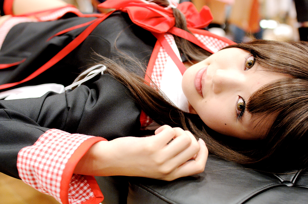 kipi-san, masuda shizuka, final approach, photo (medium), 1girl, asian, breasts, brown eyes, brown hair, color contacts, cosplay, female focus, long hair, looking at viewer, masuda shizuka (cosplay), mole, sailor collar, school uniform, serafuku, small breasts, solo, twintails