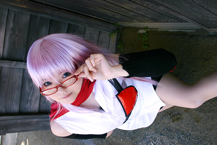 mizuhara arisa, sarutobi ayame, gintama, photo (medium), cosplay, glasses, pantyhose, purple hair
