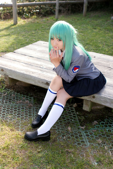 mizuhara arisa, sonozaki shion, higurashi no naku koro ni, photo (medium), cosplay, kneehighs, school uniform, serafuku, socks