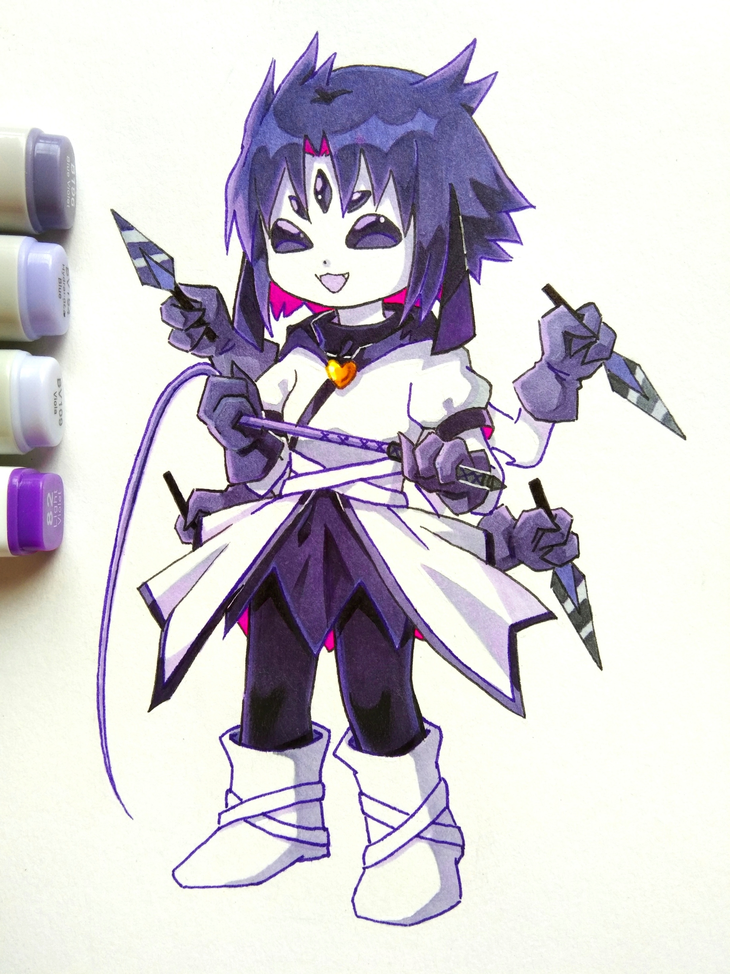 nishinianshaodehuanxi137, muffet, undertale, utdr (toby fox), xtale, absurdres, chinese commentary, commentary request, highres, marker (medium), traditional media, 1girl, :3, :d, alternate universe, ankle boots, art tools in frame, arthropod girl, black eyes, black hair, black pantyhose, black skirt, boots, breasts, colored inner hair, colored skin, curtained hair, extra arms, extra eyes, fangs, fewer digits, film grain, full body, gloves, grey gloves, holding, insect girl, looking ahead, multicolored hair, open mouth, pantyhose, pink hair, polearm, puffy short sleeves, puffy sleeves, shirt, short hair, short sleeves, simple background, skirt, small breasts, smile, solo, spear, spider girl, standing, two-tone hair, weapon, white background, white boots, white shirt, white skin