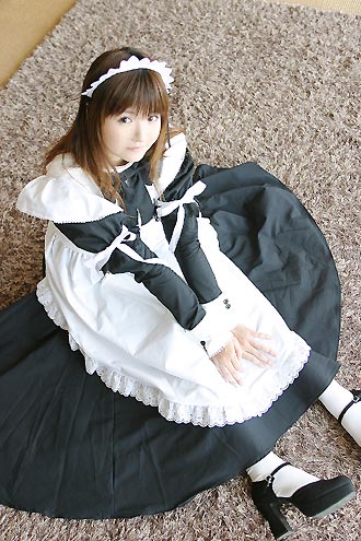 mizuhara arisa, lowres, photo (medium), apron, cosplay, maid, maid apron
