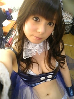 nakagawa shoko, lowres, photo (medium), tagme, 1girl, asian, breasts, brown hair, female focus, indoors, japanese (nationality), navel, qvga, selfie, solo