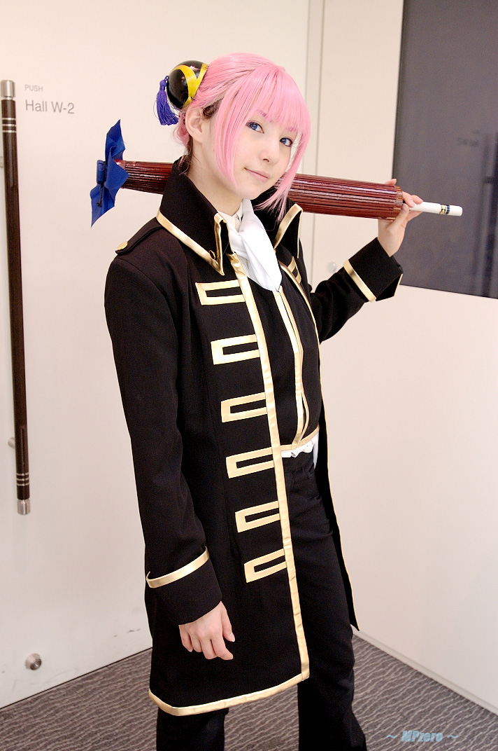 kagura (gintama), gintama, photo (medium), cosplay, hairpods, nedi, pink hair, umbrella