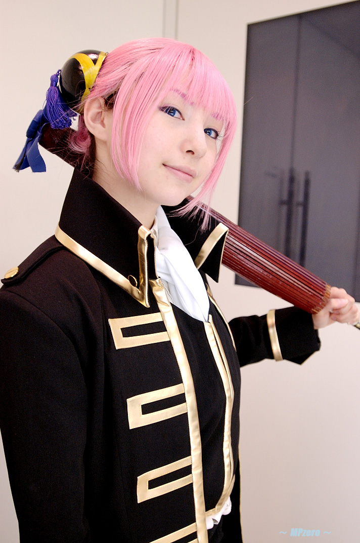 kagura (gintama), gintama, photo (medium), cosplay, hairpods, nedi, pink hair, umbrella