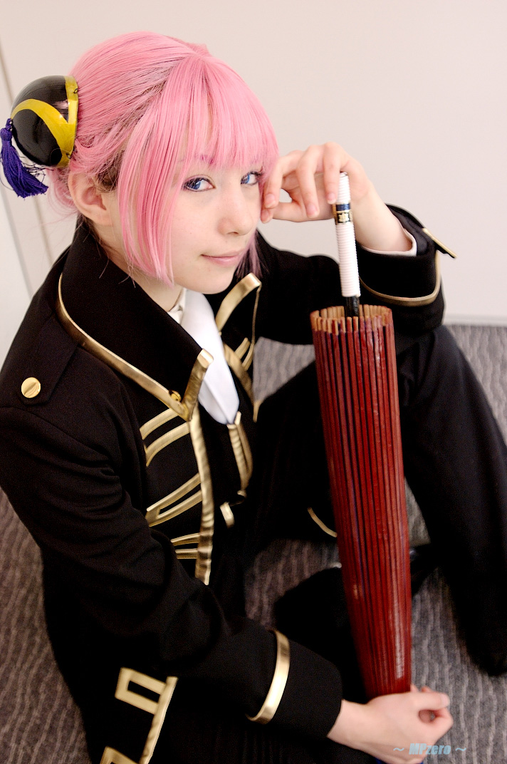 kagura (gintama), gintama, photo (medium), cosplay, hairpods, nedi, pink hair, umbrella