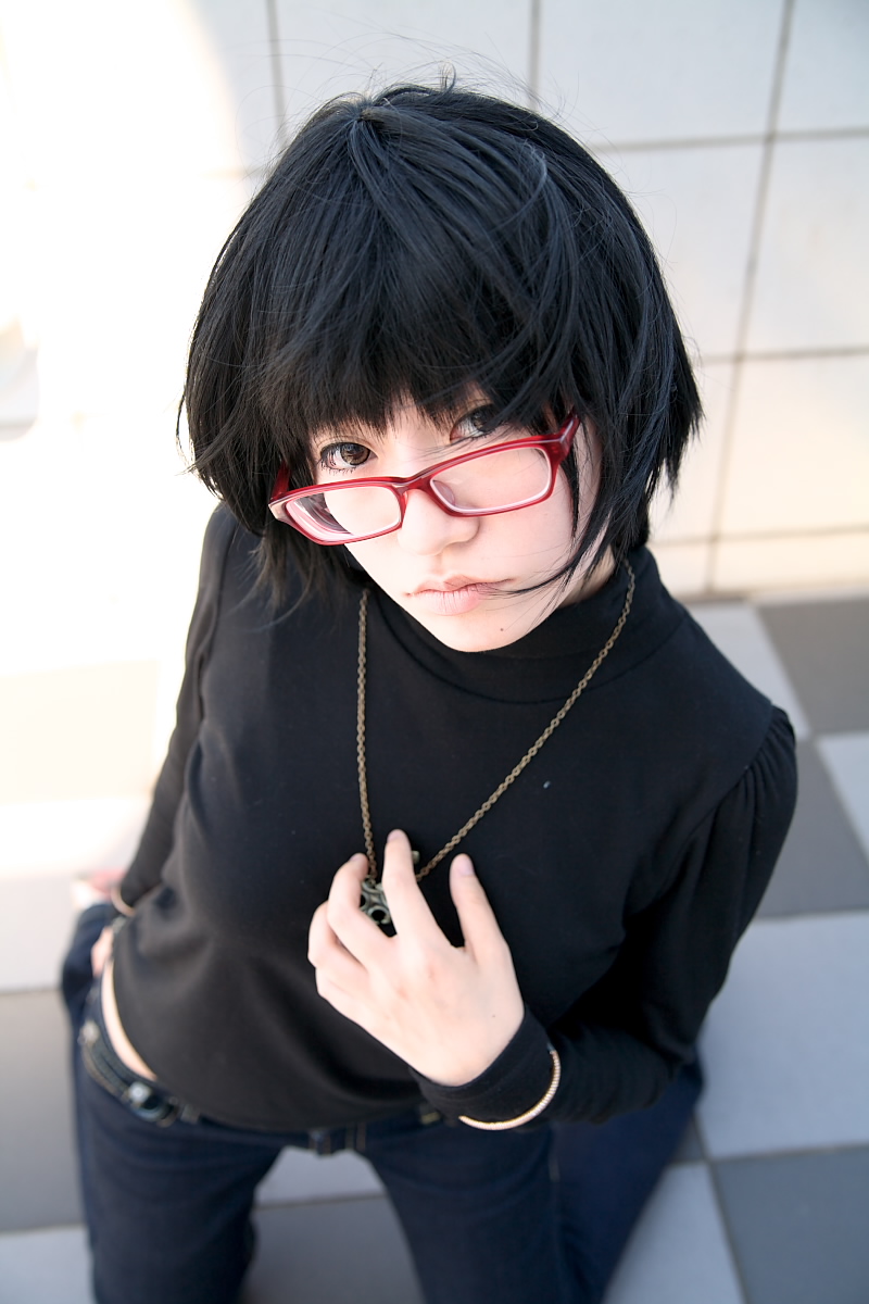 naito, shizuku murasaki, hunter x hunter, highres, photo (medium), cosplay, denim, glasses, jeans, pants, turtleneck