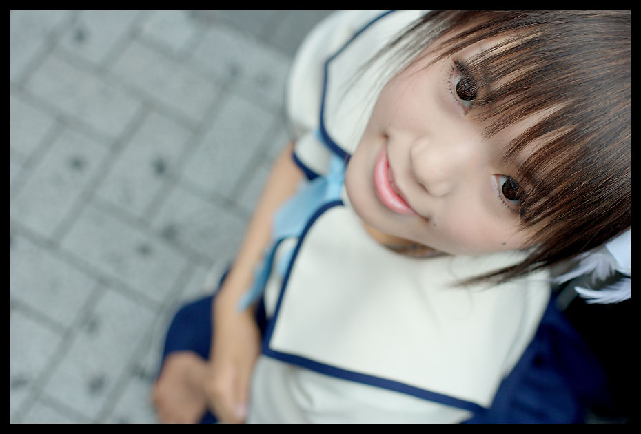 kipi-san, acasius boarding school, photo (medium), 1girl, asian, brown hair, cosplay, female focus, looking at viewer, mole, school uniform, short hair, solo