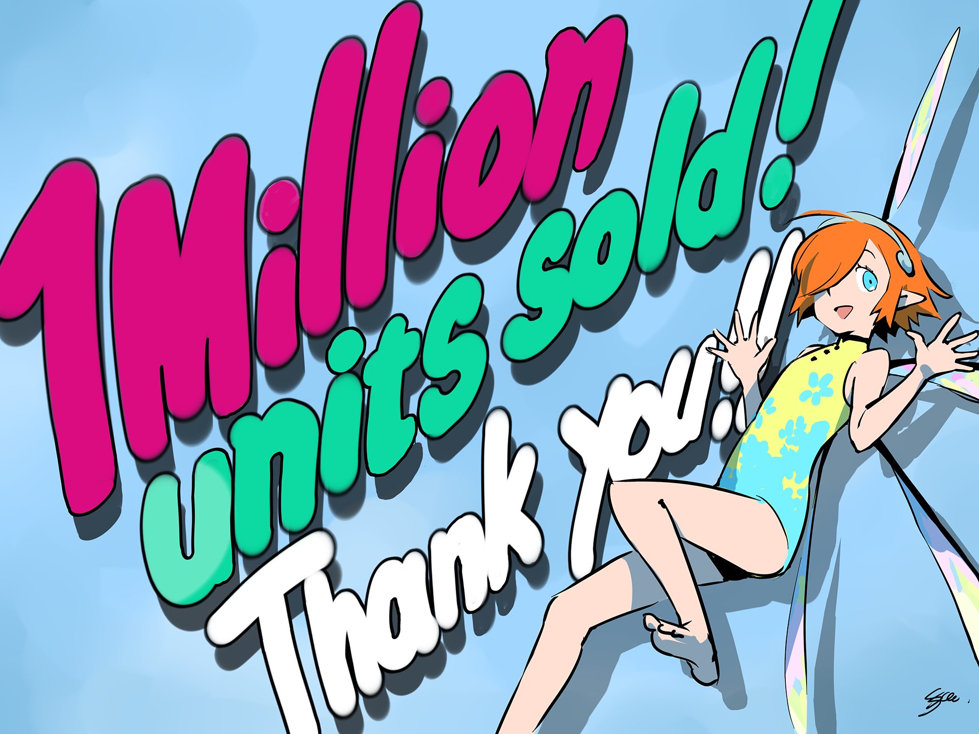 soejima shigenori, gallica (metaphor: refantazio), metaphor: refantazio, highres, official art, 1girl, bare shoulders, blue eyes, dress, fairy, fairy wings, hair over one eye, hairband, leotard, multicolored dress, orange hair, pointy ears, short hair, wings