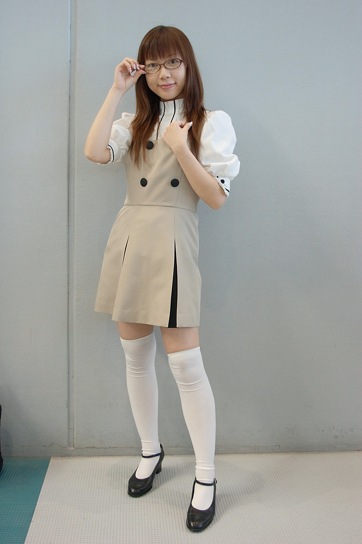 iida akino, wwish, photo (medium), cosplay, fukamachi himari, glasses, school uniform, serafuku, thighhighs