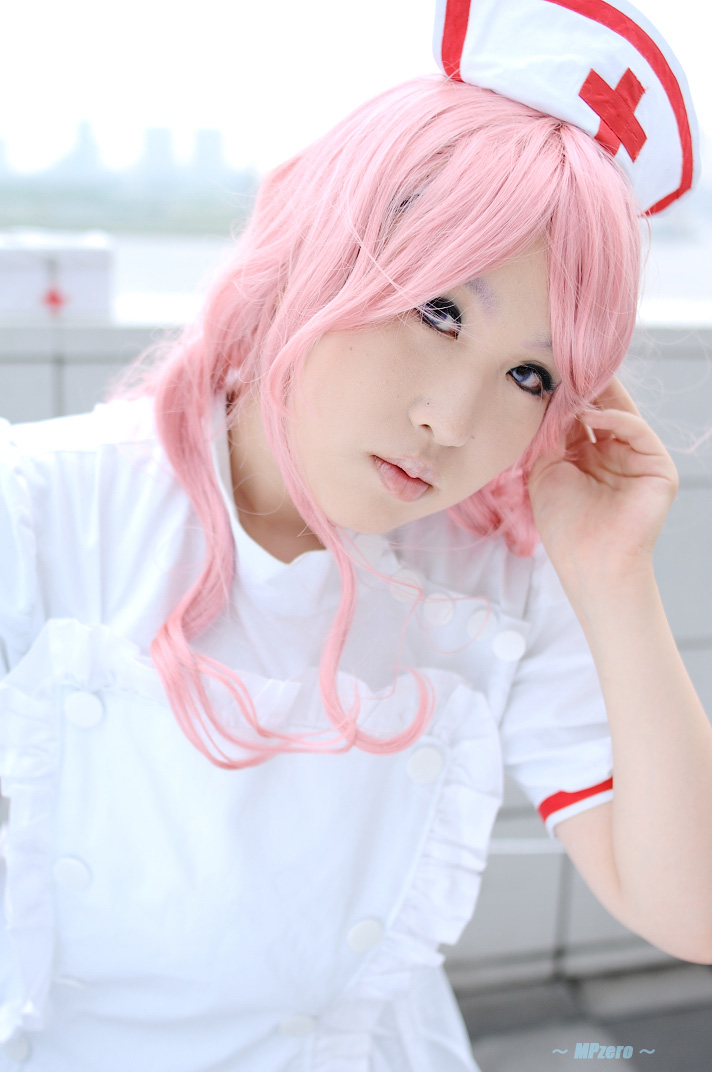 haito, yukata mikoto, princess princess, photo (medium), apron, cosplay, nurse, pink hair