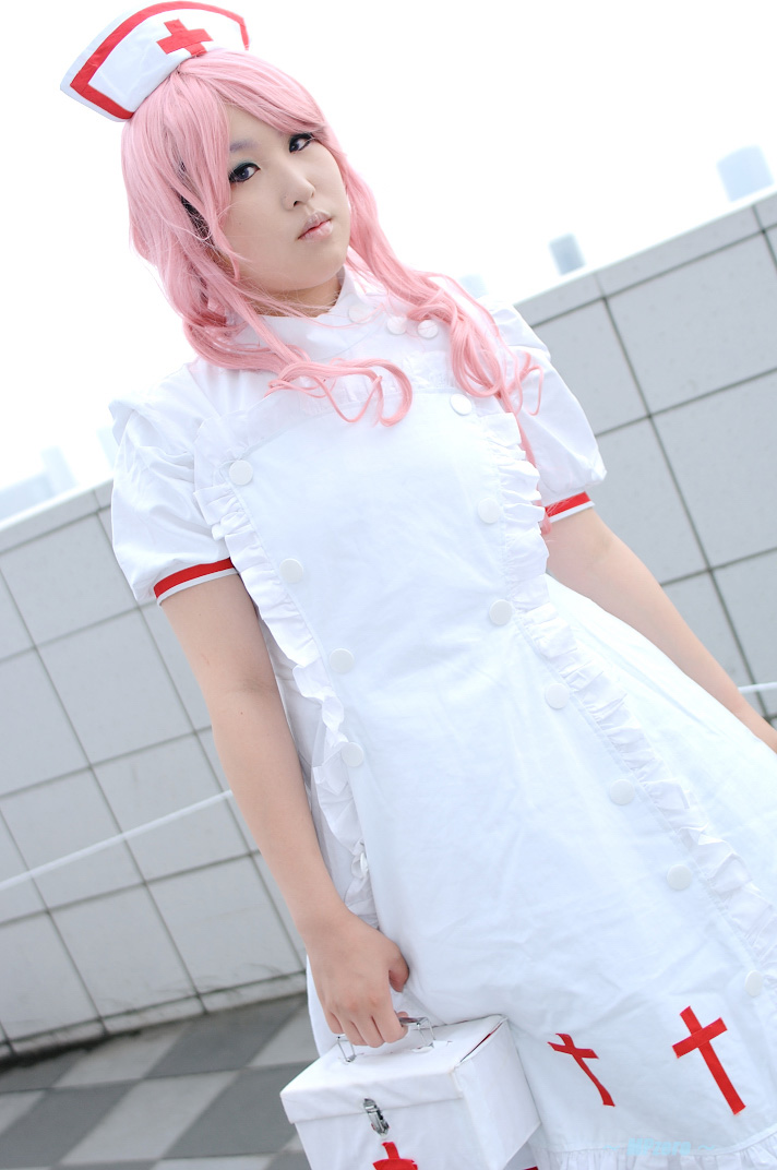 haito, yukata mikoto, princess princess, photo (medium), apron, cosplay, nurse, pink hair