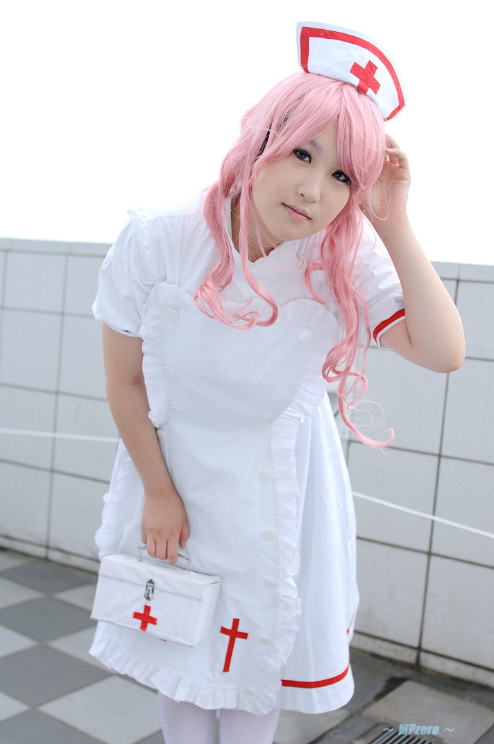 haito, yukata mikoto, princess princess, photo (medium), apron, cosplay, nurse, pink hair