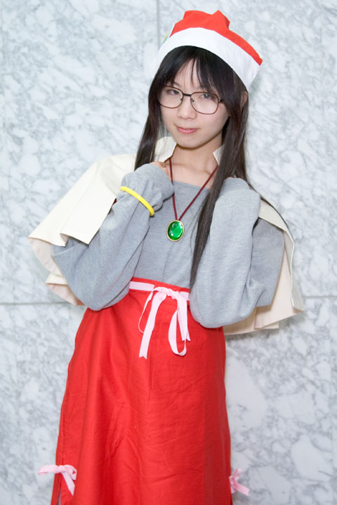 popotan, photo (medium), ai, apron, cosplay, glasses, hat, santa hat, shiguma tsukinowa
