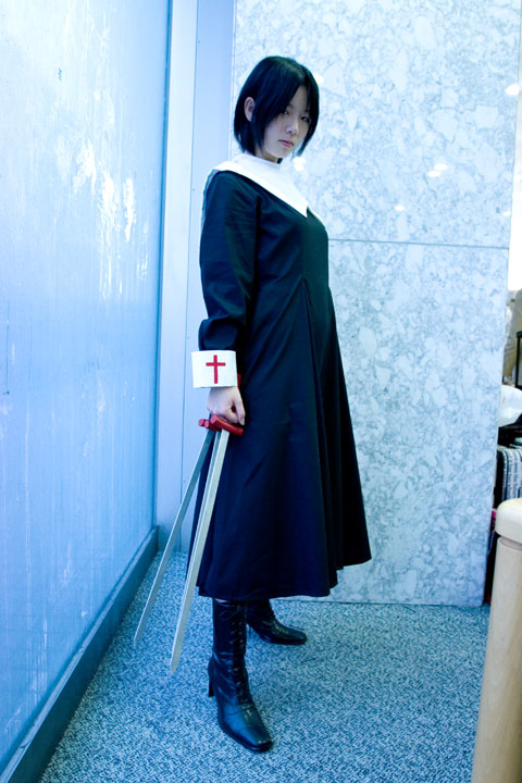 ciel (tsukihime), tsukihime, blade, photo (medium), boots, cosplay, nun, shiguma tsukinowa