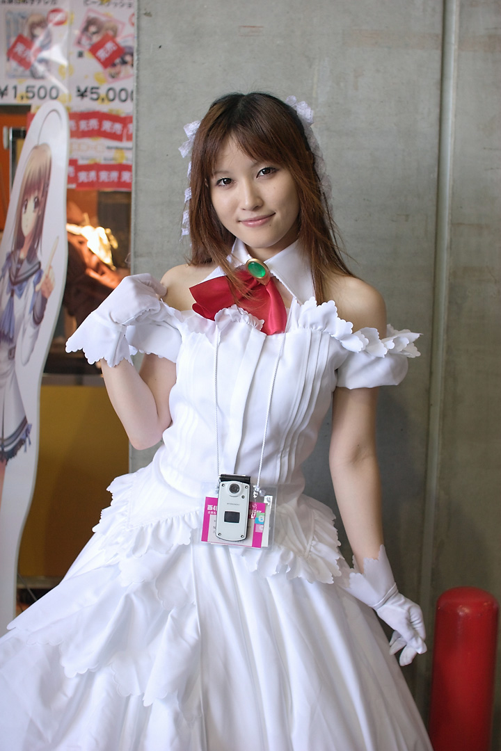 kirishiro tsukimi, character request, photo (medium), source request, cellphone, cosplay, gloves, hair ribbon, phone, ribbon
