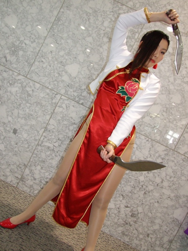 shenhua, black lagoon, photo (medium), akoda yae, asian, china dress, chinese clothes, cosplay, dress, female focus, kukri knives, pantyhose