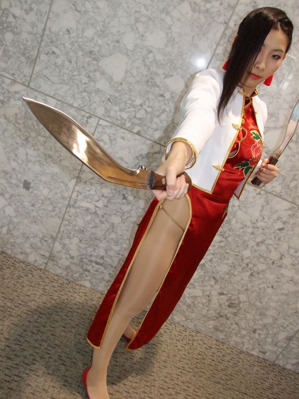 shenhua, black lagoon, photo (medium), akoda yae, asian, china dress, chinese clothes, cosplay, dress, female focus, kukri knives, pantyhose