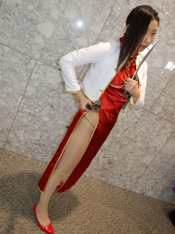 shenhua, black lagoon, photo (medium), akoda yae, asian, china dress, chinese clothes, cosplay, dress, female focus, kukri knives, pantyhose