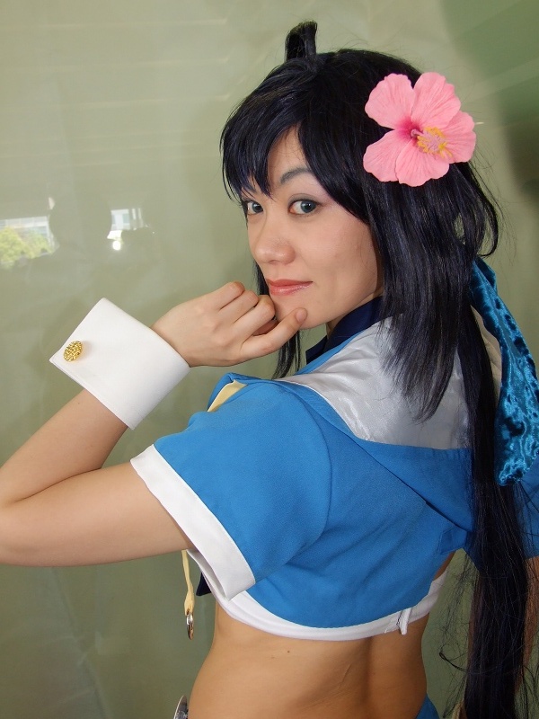 shake, kinoshita takako, pia carrot (series), pia carrot e youkoso!!, pia carrot e youkoso!! 3, photo (medium), ahoge, bow, cosplay, flower, hair flower, hair ornament, midriff, tray