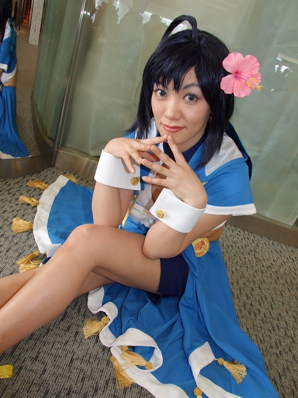 shake, kinoshita takako, pia carrot (series), pia carrot e youkoso!!, pia carrot e youkoso!! 3, photo (medium), ahoge, bow, cosplay, flower, hair flower, hair ornament, midriff