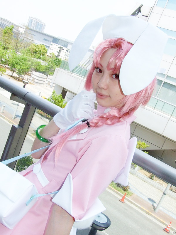 hirano kurita, nakahara komugi, nurse witch komugi-chan, photo (medium), animal ears, braid, cosplay, gloves, nurse, pink hair, rabbit ears