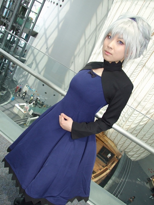 yin (darker than black), darker than black, silver hair, photo (medium), boots, cosplay, dress, nomura mizuho
