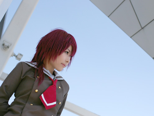 ayumi (cosplayer), hino kahoko, kiniro no corda, lowres, photo (medium), cosplay, school uniform, serafuku