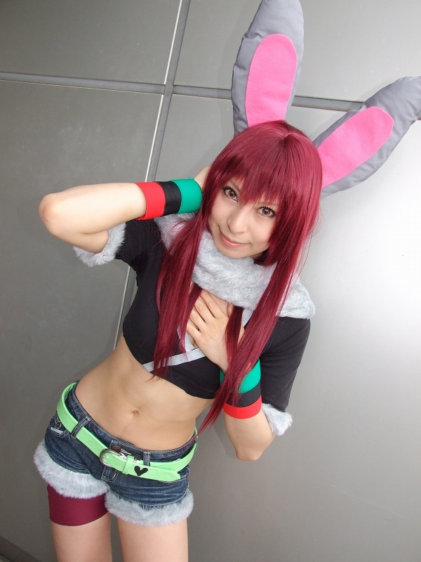 ari (model), shiwasu mina, getsumento heiki miina, photo (medium), animal ears, cosplay, cutoffs, fur trim, midriff, rabbit ears