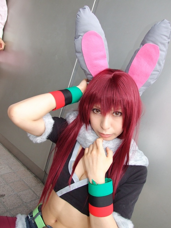 ari (model), shiwasu mina, getsumento heiki miina, photo (medium), animal ears, breasts, cleavage, cosplay, cutoffs, fur trim, midriff, rabbit ears