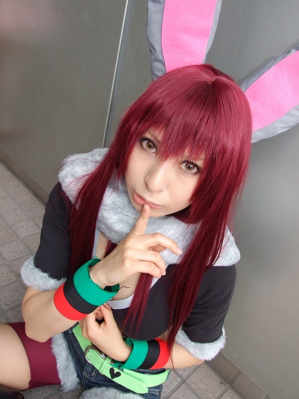 ari (model), shiwasu mina, getsumento heiki miina, photo (medium), animal ears, cosplay, cutoffs, fur trim, midriff, rabbit ears