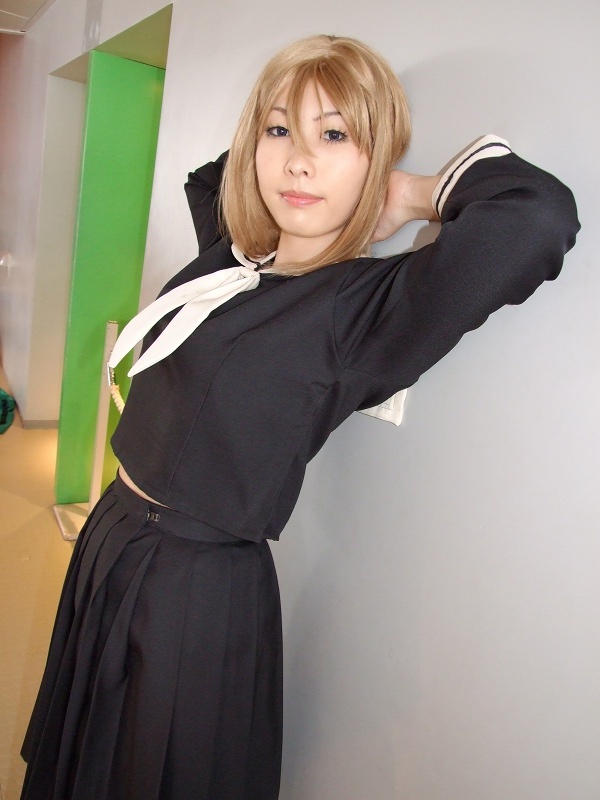 satou sei, maria-sama ga miteru, photo (medium), akoda yae, blonde hair, cosplay, school uniform, serafuku