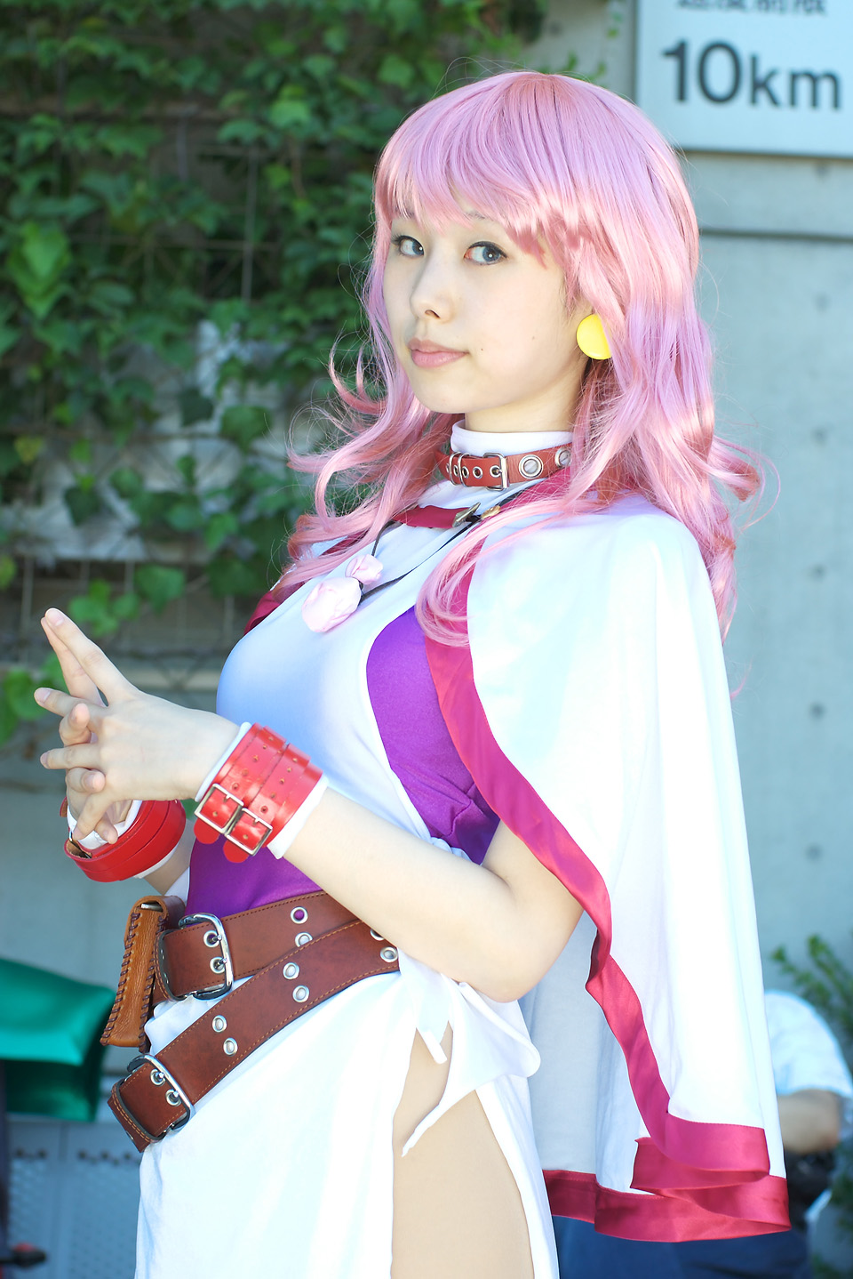 kichikuou rance, rance (series), highres, photo (medium), belt, cape, cosplay, minato misa, pink hair, sill