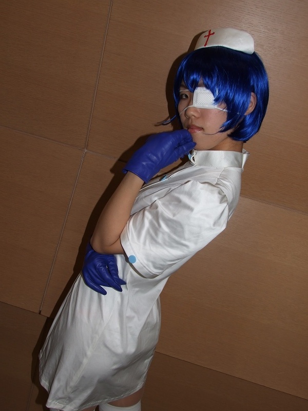 ryomou shimei, ikkitousen, photo (medium), cosplay, eyepatch, gloves, nurse, ryomou shimei (cosplay), sakura marimo, thighhighs