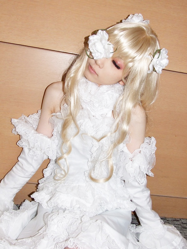 houtou singi (model), kirakishou, rozen maiden, photo (medium), blonde hair, boots, cosplay, dress, eyepatch, flower, frills